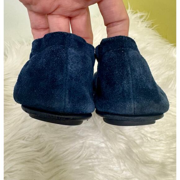 Tory Burch Minnie Travel Ballet Flat Blue Suede Womens Sz 6.5 M Foldable - Picture 10 of 14